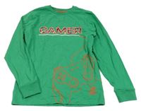 Zelené pyžamové tričko s nápisom a ovladačem Next