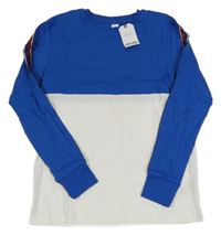 Nové - modro-bílé triko s pruhem na rukávu Next