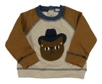 Béžovo-hnedá mikina s kocourem