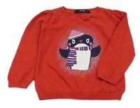 Červený ľahký sveter s tučňákem George