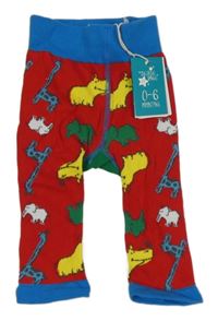 Nové - červeno-modré punčochové legíny se zvířátky 