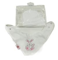 Nové - 3 set - 2x bílá čepice + bílý slinták s králíkem 