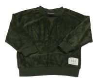 Tmavozelená rebrovaná zamatová mikina s nášivkou Primark