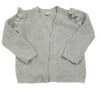 Sivý trblietavý svetrový cardigan s volánikmi Primark
