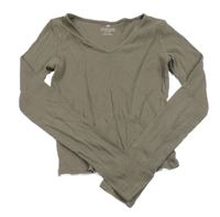 Hnedé crop rebrované tričko H&M