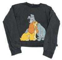 Tmavosivá crop mikina s Lady a Trampem Primark