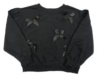 Čierna crop mikina s mašličkami H&M