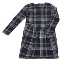 Tmavomodro-zeleno-ružové kockované šaty H&M