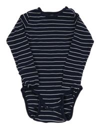 Tmavomodro-bílé pruhované žebrované body H&M