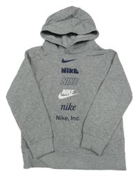 Sivá melírovaná mikina s logom a kapucňou Nike