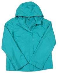 Tyrkysová šušťáková funkčná bunda s logom a kapucňou Mountain Warehouse