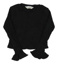 Čierne rebrované crop tričko H&M