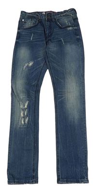 Tmavomodré skinny rifle s vyšúchaním Blue Rebel