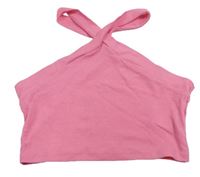 Ružový rebrovaný crop top Shein