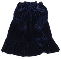 Tmavomodré zamatové šaty s volánikmi Matalan