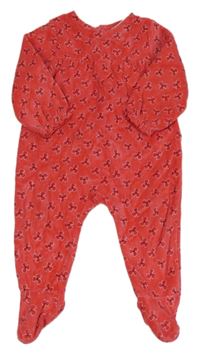 Růžový květovaný sametový overal Okaibi