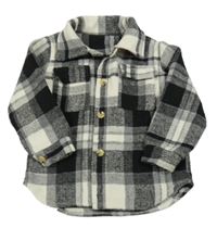 Čierno-sivo-biela kockovaná košeľová bunda