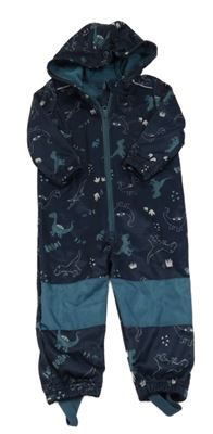 Tmavomodrá softshellová kombinéza s diny a kapucňou Lupilu