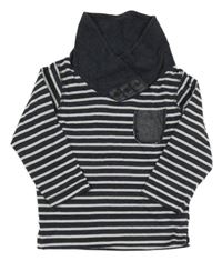 Tmavomodro-bílé pruhované triko s límcem Topomini