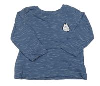 Šedomodré melírované tričko s tučňákem Dunnes