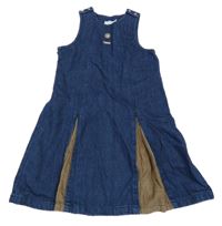 Tmavomodro-hnedé rifľové na traké šaty s manšestrovým prvkem Obaibi