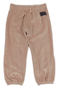 Růžové žebrované plyšové tepláky s nášivkou M&S