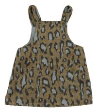 Béžovo-modré vlnené na traké šaty s leopardím vzorom Next