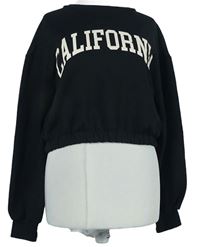 Dámská černá crop mikina s nápisem Pull&Bear 