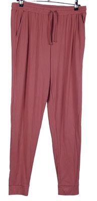 Dámské růžové žebrované teplákové kalhoty Primark 