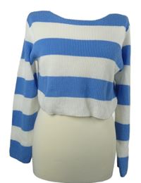 Dámský modro-bílý pruhovaný crop svetr H&M