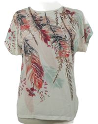 Dámské bílo-barevné tričko s potiskem 