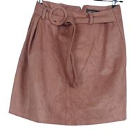 Dámská růžová semišová sukně s páskem Primark 