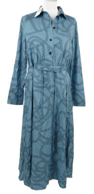 Nové - Dámské světlemodré vzorované košilové šaty s provázkem v pase Primark 