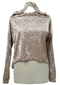 Dámská světlerůžová sametová crop mikina s kapucí FB Sister 