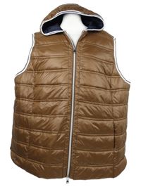 Dámská hnědá šusťáková zateplená vesta s kapucí Samoon vel. 54