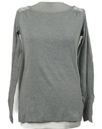 Nové - Dámské šedé triko s krajkou Next 