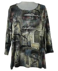 Dámske tmavosivé vzorované tričko s potlačou