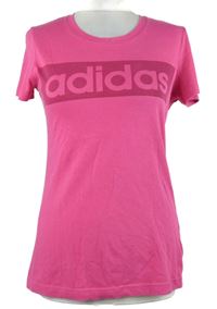 Dámské zářivě růžové sportovní funkční tričko s logem Adidas