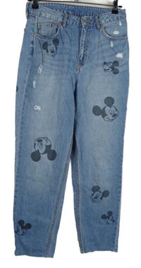 Dámske svetlomodré mom rifle s Mickeym Disney