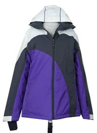Dámska fialovo-sivo-biela šušťáková lyžiarska bunda s kapucňou Crane