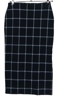 Dámska tmavomodrá kockovaná púzdrová midi sukňa M&S