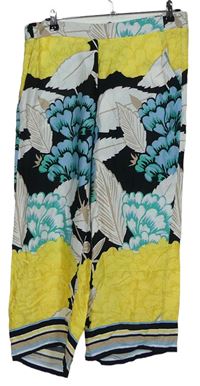 Dámske čierno-žlto-modré vzorované culottes nohavice Comma