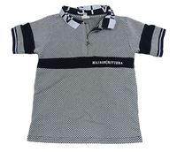Bílo-černé kostkované polo tričko s nápisem River Island