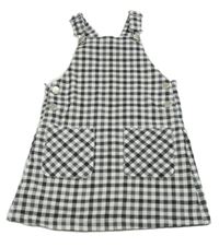 Čierno-sivo-biele kockované na traké teplákové šaty zn. Dopodopo