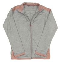 Světlešedo-růžová thermo propínací mikina 