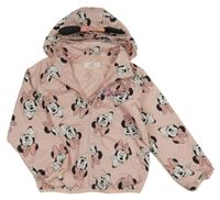 Světlerůžová šusťáková jarní bunda s Minnie a kapucí H&M