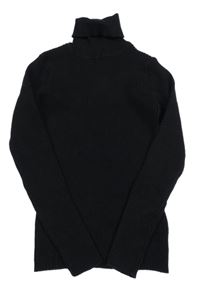 Černý žebrovaný svetr s rolákem Next