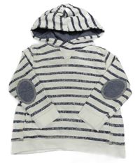 Bielo-tmavomodrá pruhovaná mikina s kapucňou Zara