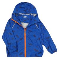 Modrá nepromokavá bunda s dinosaurami a kapucňou C&A