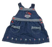 Modré rifľové šaty s jahůdkou zn.TU